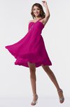 ColsBM Estelle Hot Pink Modest A-line One Shoulder Criss-cross Straps Short Ruching Bridesmaid Dresses