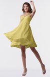 ColsBM Estelle Misted Yellow Modest A-line One Shoulder Criss-cross Straps Short Ruching Bridesmaid Dresses