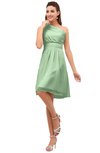 ColsBM Amber Light Green Cute A-line One Shoulder Sleeveless Chiffon Bridesmaid Dresses