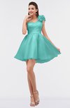 ColsBM Itzel Aruba Blue Elegant A-line Sleeveless Zip up Short Flower Bridesmaid Dresses