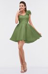 ColsBM Itzel Moss Green Elegant A-line Sleeveless Zip up Short Flower Bridesmaid Dresses