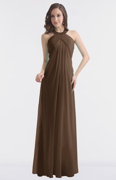 ColsBM Maeve Chocolate Brown Classic A-line Halter Backless Floor Length Bridesmaid Dresses