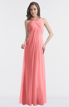 ColsBM Maeve Coral Classic A-line Halter Backless Floor Length Bridesmaid Dresses