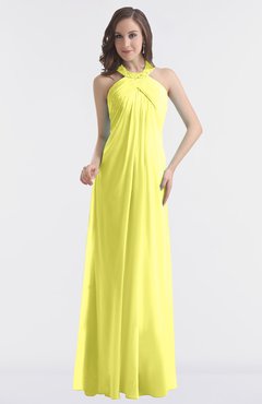 ColsBM Maeve Pale Yellow Classic A-line Halter Backless Floor Length Bridesmaid Dresses