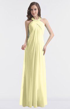 ColsBM Maeve Soft Yellow Classic A-line Halter Backless Floor Length Bridesmaid Dresses