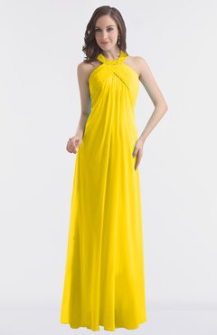 ColsBM Maeve Yellow Classic A-line Halter Backless Floor Length Bridesmaid Dresses