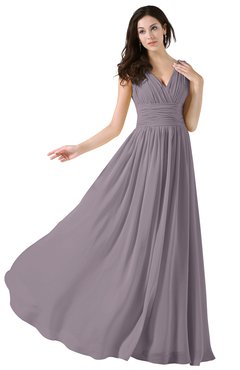 ColsBM Alana Cameo Elegant V-neck Sleeveless Zip up Floor Length Ruching Bridesmaid Dresses