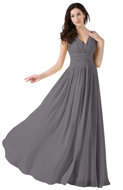 ColsBM Alana Storm Front Elegant V-neck Sleeveless Zip up Floor Length Ruching Bridesmaid Dresses