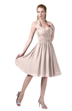 ColsBM Corinne Silver Peony Modest Sleeveless Zip up Chiffon Knee Length Ruching Party Dresses