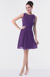 ColsBM Fatima Dark Purple Modest Sheath Sleeveless Knee Length Beaded Homecoming Dresses