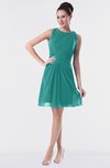 ColsBM Fatima Emerald Green Modest Sheath Sleeveless Knee Length Beaded Homecoming Dresses
