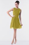ColsBM Fatima Golden Olive Modest Sheath Sleeveless Knee Length Beaded Homecoming Dresses