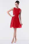 ColsBM Fatima Red Modest Sheath Sleeveless Knee Length Beaded Homecoming Dresses