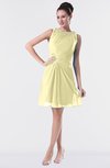 ColsBM Fatima Soft Yellow Modest Sheath Sleeveless Knee Length Beaded Homecoming Dresses