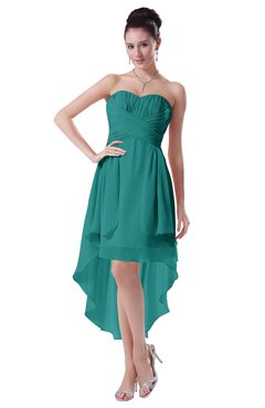 ColsBM Victoria Emerald Green Hawaiian A-line Sleeveless Chiffon Tea Length Ruching Evening Dresses