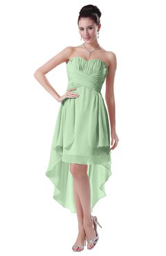ColsBM Victoria Light Green Hawaiian A-line Sleeveless Chiffon Tea Length Ruching Evening Dresses
