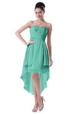 ColsBM Victoria Mint Green Hawaiian A-line Sleeveless Chiffon Tea Length Ruching Evening Dresses