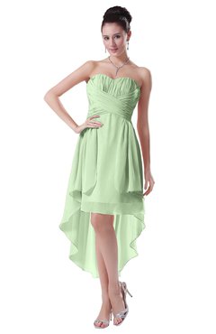 ColsBM Victoria Pale Green Hawaiian A-line Sleeveless Chiffon Tea Length Ruching Evening Dresses