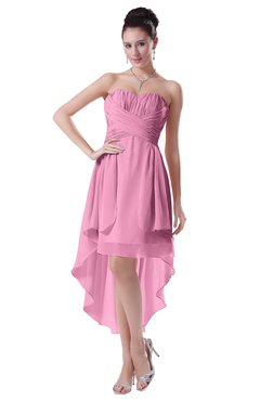 ColsBM Victoria Pink Hawaiian A-line Sleeveless Chiffon Tea Length Ruching Evening Dresses