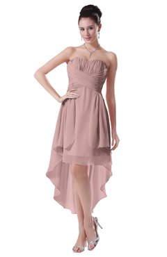 ColsBM Victoria Silver Pink Hawaiian A-line Sleeveless Chiffon Tea Length Ruching Evening Dresses