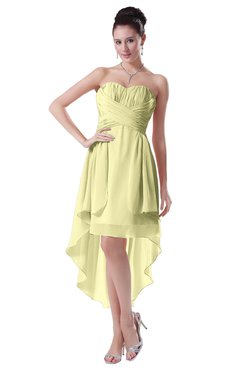 ColsBM Victoria Wax Yellow Hawaiian A-line Sleeveless Chiffon Tea Length Ruching Evening Dresses