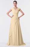 ColsBM Valerie Apricot Gelato Antique A-line V-neck Lace up Chiffon Floor Length Evening Dresses