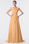 ColsBM Valerie Apricot Antique A-line V-neck Lace up Chiffon Floor Length Evening Dresses
