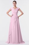 ColsBM Valerie Baby Pink Antique A-line V-neck Lace up Chiffon Floor Length Evening Dresses