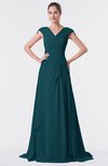ColsBM Valerie Blue Green Antique A-line V-neck Lace up Chiffon Floor Length Evening Dresses