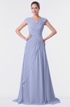 ColsBM Valerie Blue Heron Antique A-line V-neck Lace up Chiffon Floor Length Evening Dresses