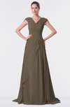ColsBM Valerie Carafe Brown Antique A-line V-neck Lace up Chiffon Floor Length Evening Dresses