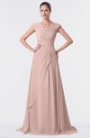 ColsBM Valerie Dusty Rose Antique A-line V-neck Lace up Chiffon Floor Length Evening Dresses
