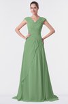 ColsBM Valerie Fair Green Antique A-line V-neck Lace up Chiffon Floor Length Evening Dresses