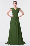 ColsBM Valerie Garden Green Antique A-line V-neck Lace up Chiffon Floor Length Evening Dresses