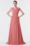 ColsBM Valerie Lantana Antique A-line V-neck Lace up Chiffon Floor Length Evening Dresses