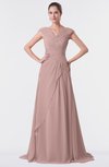 ColsBM Valerie Nectar Pink Antique A-line V-neck Lace up Chiffon Floor Length Evening Dresses