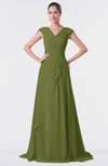ColsBM Valerie Olive Green Antique A-line V-neck Lace up Chiffon Floor Length Evening Dresses
