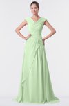 ColsBM Valerie Pale Green Antique A-line V-neck Lace up Chiffon Floor Length Evening Dresses