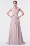 ColsBM Valerie Pale Lilac Antique A-line V-neck Lace up Chiffon Floor Length Evening Dresses