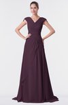 ColsBM Valerie Plum Antique A-line V-neck Lace up Chiffon Floor Length Evening Dresses