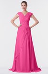 ColsBM Valerie Rose Pink Antique A-line V-neck Lace up Chiffon Floor Length Evening Dresses