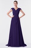 ColsBM Valerie Royal Purple Antique A-line V-neck Lace up Chiffon Floor Length Evening Dresses