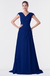 ColsBM Valerie Sodalite Blue Antique A-line V-neck Lace up Chiffon Floor Length Evening Dresses
