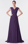 ColsBM Valerie Violet Antique A-line V-neck Lace up Chiffon Floor Length Evening Dresses