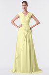 ColsBM Valerie Wax Yellow Antique A-line V-neck Lace up Chiffon Floor Length Evening Dresses