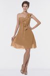 ColsBM Emmy Light Brown Romantic One Shoulder Sleeveless Backless Ruching Bridesmaid Dresses
