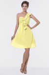 ColsBM Emmy Pastel Yellow Romantic One Shoulder Sleeveless Backless Ruching Bridesmaid Dresses