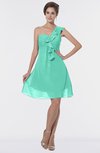 ColsBM Emmy Seafoam Green Romantic One Shoulder Sleeveless Backless Ruching Bridesmaid Dresses