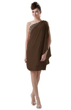ColsBM Layla Chocolate Brown Informal Sheath Backless Chiffon Knee Length Paillette Homecoming Dresses