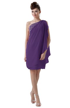ColsBM Layla Dark Purple Informal Sheath Backless Chiffon Knee Length Paillette Homecoming Dresses